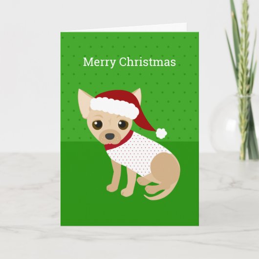 Santa Chihuahua Green Feestdagen Kaart (Voorkant)