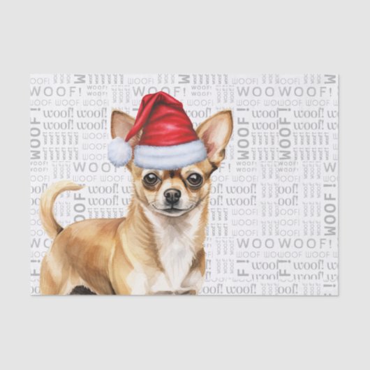 Santa Chihuahua Hond Feestelijke Kerstvakantie Tissuepapier (Voorkant)