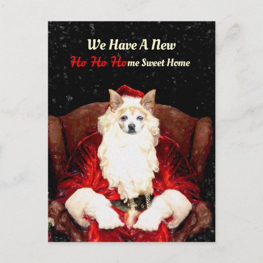 Santa Chihuahua Hond Rood Grappig Nieuw Adres Verh Briefkaart (Voorkant)