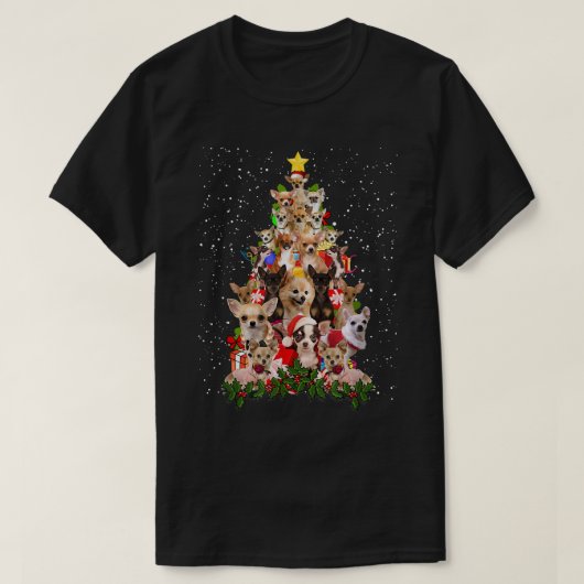 Santa Chihuahua kerstboom Chihuahua Lover Chr T-shirt (Design voorkant)