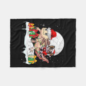 Santa Chihuahua Riding Axolotl Christmas Owner Kin Fleece Deken (Voorkant (Horizontaal))