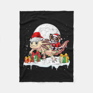 Santa Chihuahua Riding Axolotl Christmas Owner Kin Fleece Deken