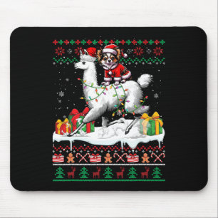 Santa Chihuahua Riding Llama Kersttrui Lov Muismat