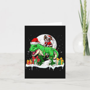 Santa Chihuahua Riding T-rex Kerstman Eigenaar Kin Kaart