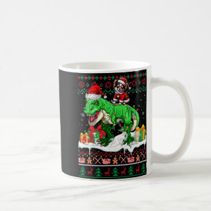 Santa Chihuahua Riding T-rex Kersttrui Lov Koffiemok