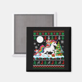 Santa Chihuahua Riding Unicorn Sweater Christmas O Magneet (Voorkant / Achterkant)