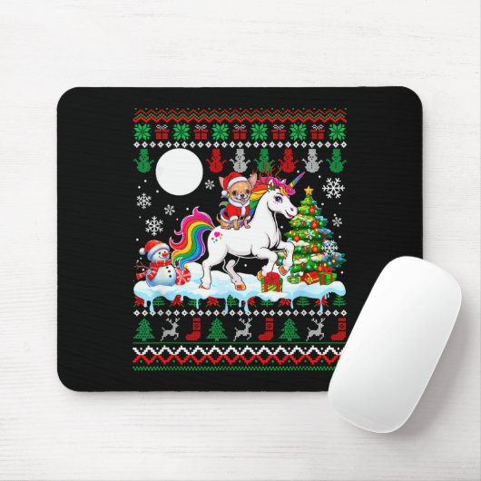 Santa Chihuahua Riding Unicorn Sweater Christmas O Muismat (Met muis)