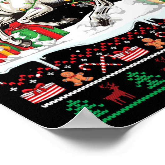 Santa Chihuahua Rijdende Paard Kersttrui Lov Poster (Hoek)