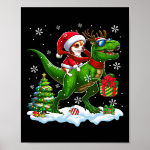 Santa Chihuahua Rijdende Rendieren T-rex Christmas Poster