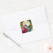 SANTA, CHILD, CHRISTMAS CROWN, HOLLYBERRY, MISTLET VIERKANTE STICKER (Envelop)