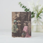 Santa, Children, Angel vintage-kerstbriefkaart Feestdagenkaart (Staand voorkant)