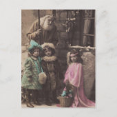 Santa, Children, Angel vintage-kerstbriefkaart Feestdagenkaart (Voorkant)