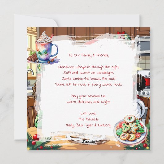 Santa & Children Eating Cookies & Cocoa Christmas Feestdagenkaart (Achterkant)