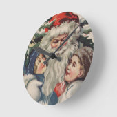 Santa Children Vintage Christmas Wall Clock Ronde Klok (Hoek)