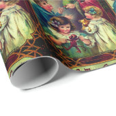 Santa Children Vintage kerstinpakpapier Cadeaupapier (Rol Hoek)