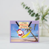 Santa chilling out hangmat & palmbomen briefkaart (Staand voorkant)