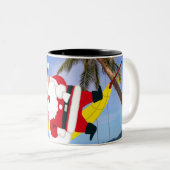 Santa chilling out hangmat & palmbomen tweekleurige koffiemok (Voorkant rechts)