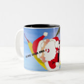 Santa chilling out hangmat & palmbomen tweekleurige koffiemok (Voorkant links)