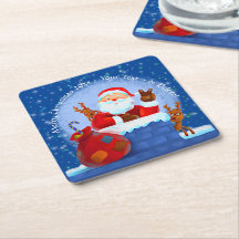 Santa Chimney Reindeerspack voegt jaartekst blauw 
