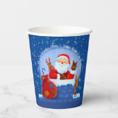 Santa Chimney Reindeerspack voegt jaartekst blauw  Papieren Bekers (Achterkant)