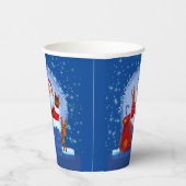 Santa Chimney Reindeerspack voegt jaartekst blauw  Papieren Bekers (Rechts)