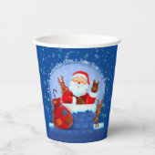 Santa Chimney Reindeerspack voegt jaartekst blauw  Papieren Bekers (Voorkant)