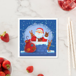 Santa Chimney Reindeerspack voegt jaartekst blauw  Servet