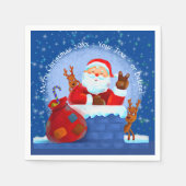 Santa Chimney Reindeerspack voegt jaartekst blauw  Servet (Voorkant)