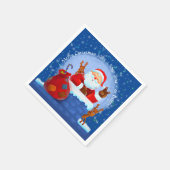 Santa Chimney Reindeerspack voegt jaartekst blauw  Servet (Hoek)