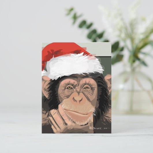 Santa Chimp Feestdagenkaart (Staand voorkant)