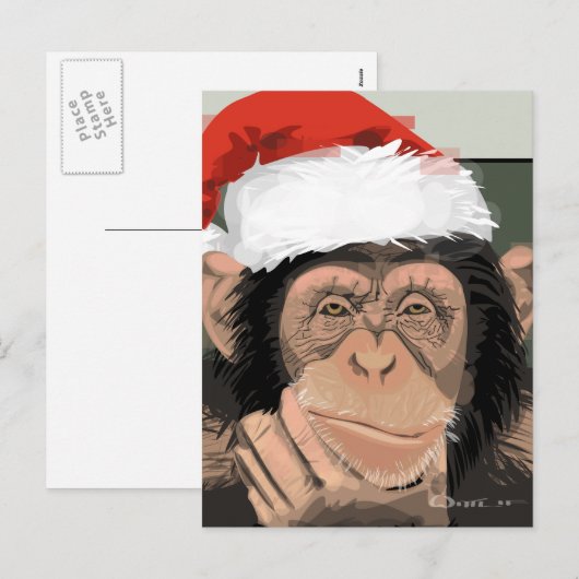 Santa Chimp Feestdagenkaart (Voorkant / Achterkant)