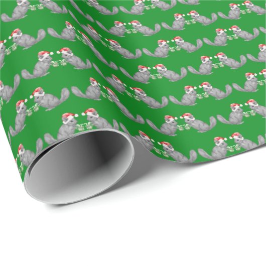 Santa Chinchillas Holiday Cadeaupapier (Rol Hoek)