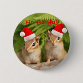 Santa-chipmunks Ronde Button 5,7 Cm (Voorkant)