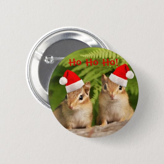 Santa-chipmunks Ronde Button 5,7 Cm (Voorkant /achterkant)