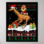 Santa Chow Chow Riding Giraffe Kersttrui L Poster (Voorkant)