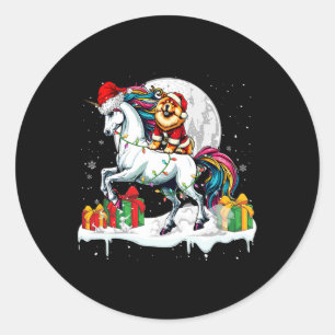 Santa Chow Chow Riding Unicorn Christmas Owner Kin Ronde Sticker