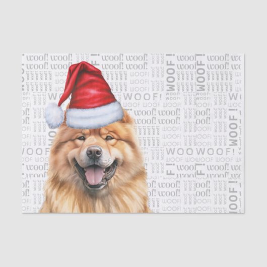 Santa Chow Dog Feestelijke Kerstvakantie Tissuepapier (Voorkant)