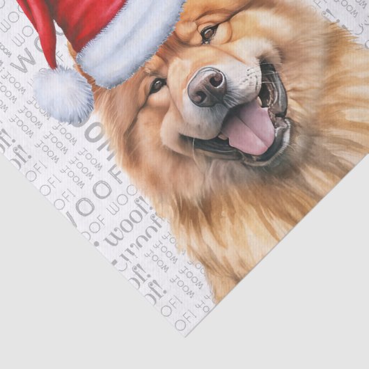 Santa Chow Dog Feestelijke Kerstvakantie Tissuepapier (Detail)