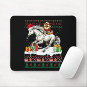 Santa Chow Riding Horse Christmas Sweater Love Muismat (Met muis)