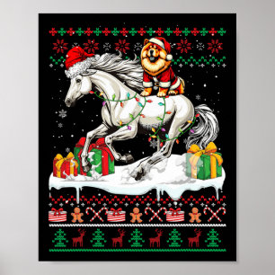 Santa Chow Riding Horse Christmas Sweater Love Poster