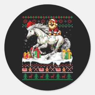 Santa Chow Riding Horse Christmas Sweater Love Ronde Sticker