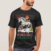 Santa Chow Riding Horse Christmas Sweater Love T-shirt (Voorkant)