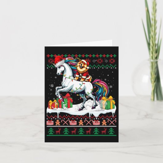 Santa Chow Riding Unicorn Kersttrui L Kaart (Voorkant)