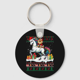Santa Chow Riding Unicorn Kersttrui L Sleutelhanger