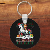 Santa Chow Riding Unicorn Kersttrui L Sleutelhanger (Voorkant)