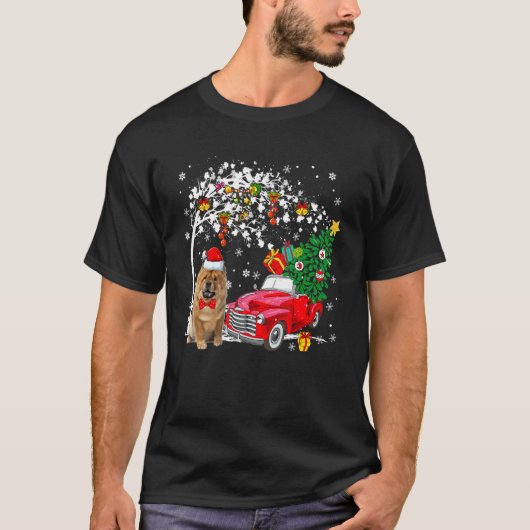 Santa Chow rode pick-up truck met X Mas Tr T-shirt (Voorkant)