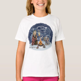 Santa Chris & Wilbur Fireside Friends Girl's T-shirt