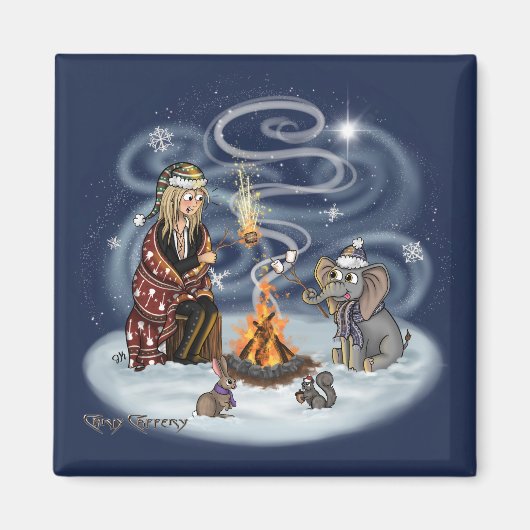Santa Chris & Wilbur Fireside Friends Magnet (Voorkant)