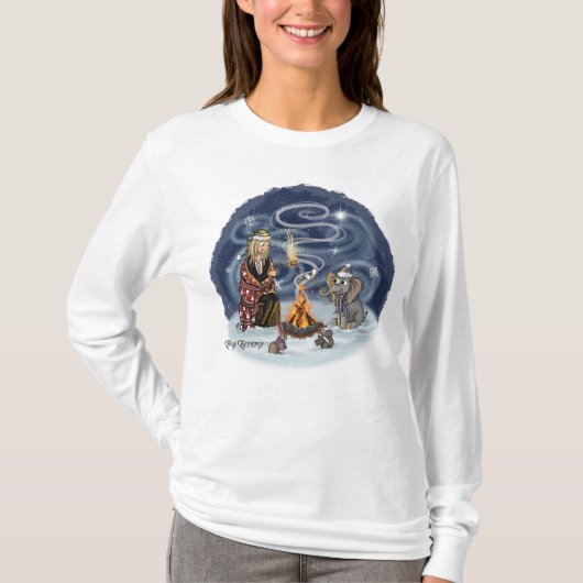 Santa Chris & Wilbur Fireside Friends Women Long T-shirt (Voorkant)
