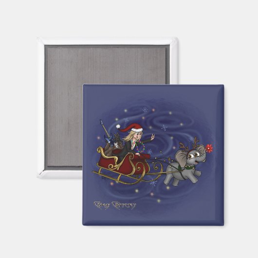 Santa Chris & Wilbur Sleigh Ride Magnet (Voorkant / Achterkant)